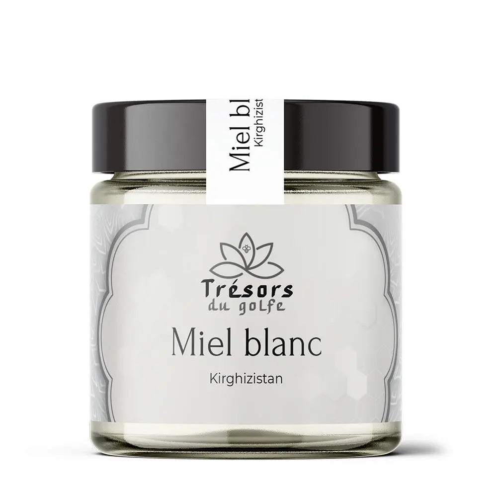 Miel Blanc du Kirghizistan, onctueux, floral, riche en antioxydants, naturel et artisanal